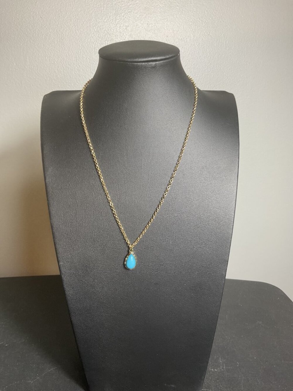 Dainty Gold Turquoise Teardrop Pendant Necklace Boho Minimalist Mermaidcore